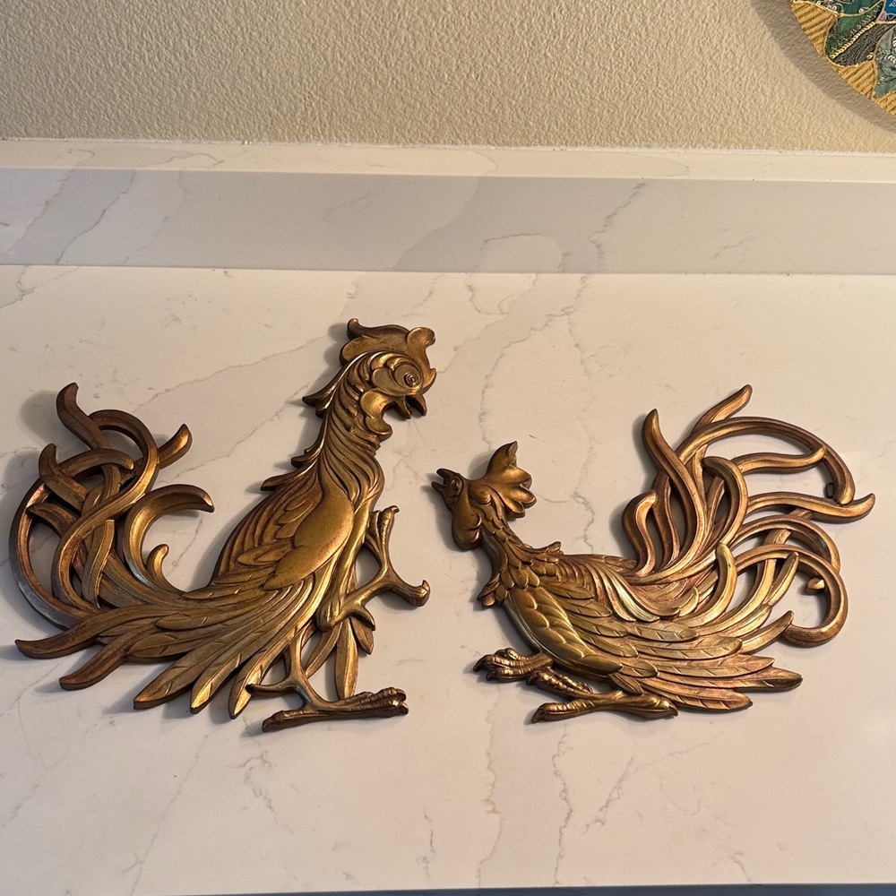 Vintage Syroco Wood Roosters Set of 2 1950’s